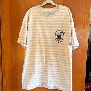Casual Striped Gray T-Shirt with Crest